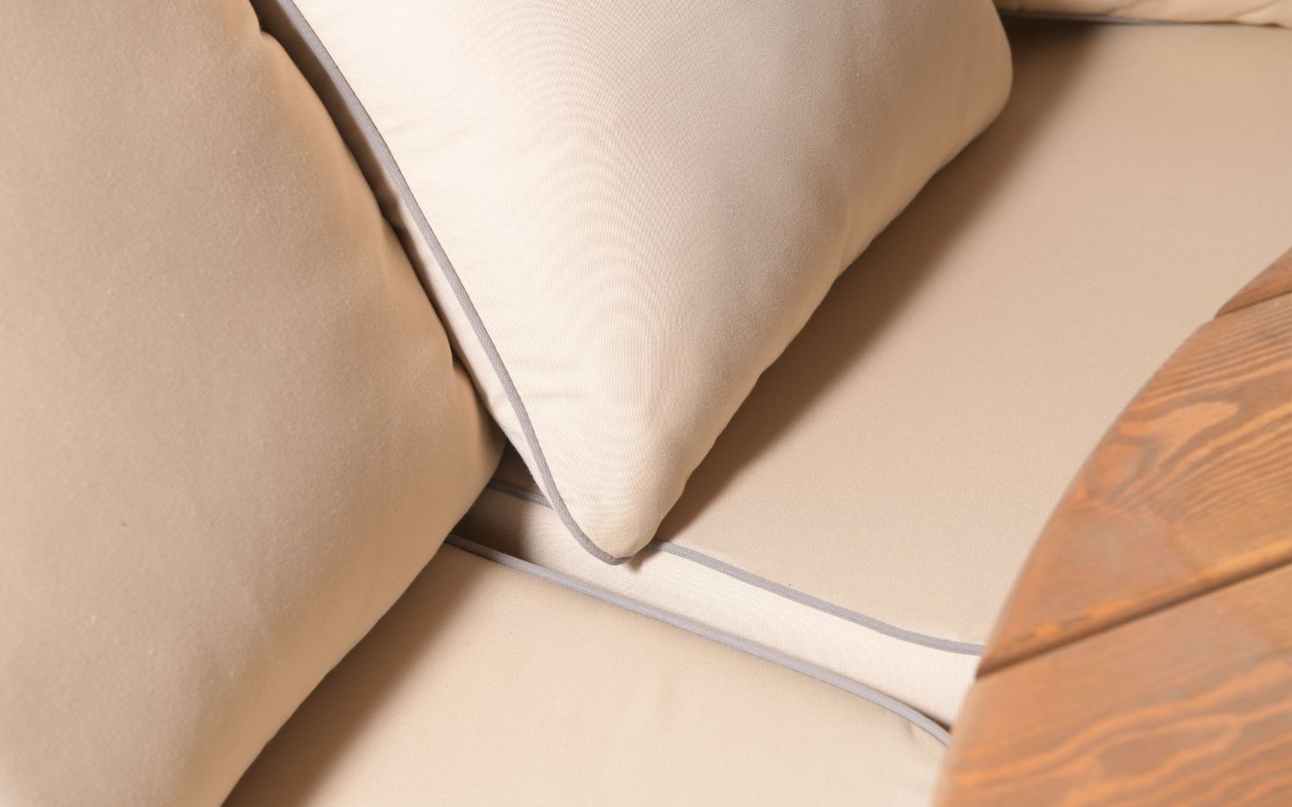 Beige cushions in refurbished gazebo